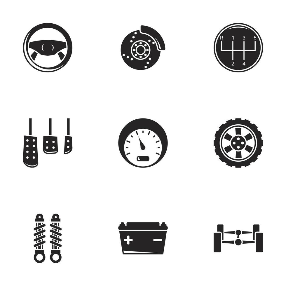 Symbole für Themenautodetails. weißer Hintergrund vektor