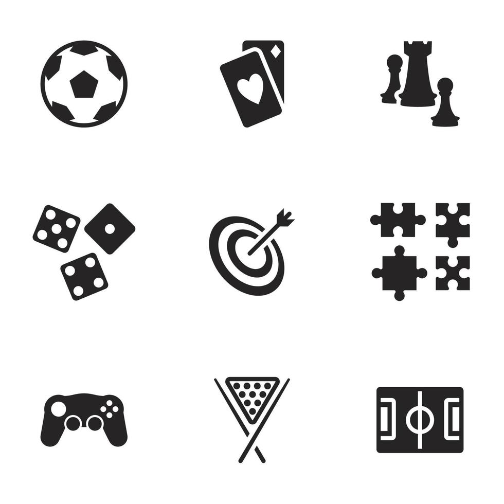 Symbole für Themenspiele, Vektor, Symbol, Set. weißer Hintergrund vektor