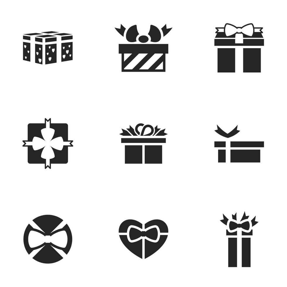 symbole für thema geschenk, vektor, symbol, satz. weißer Hintergrund vektor