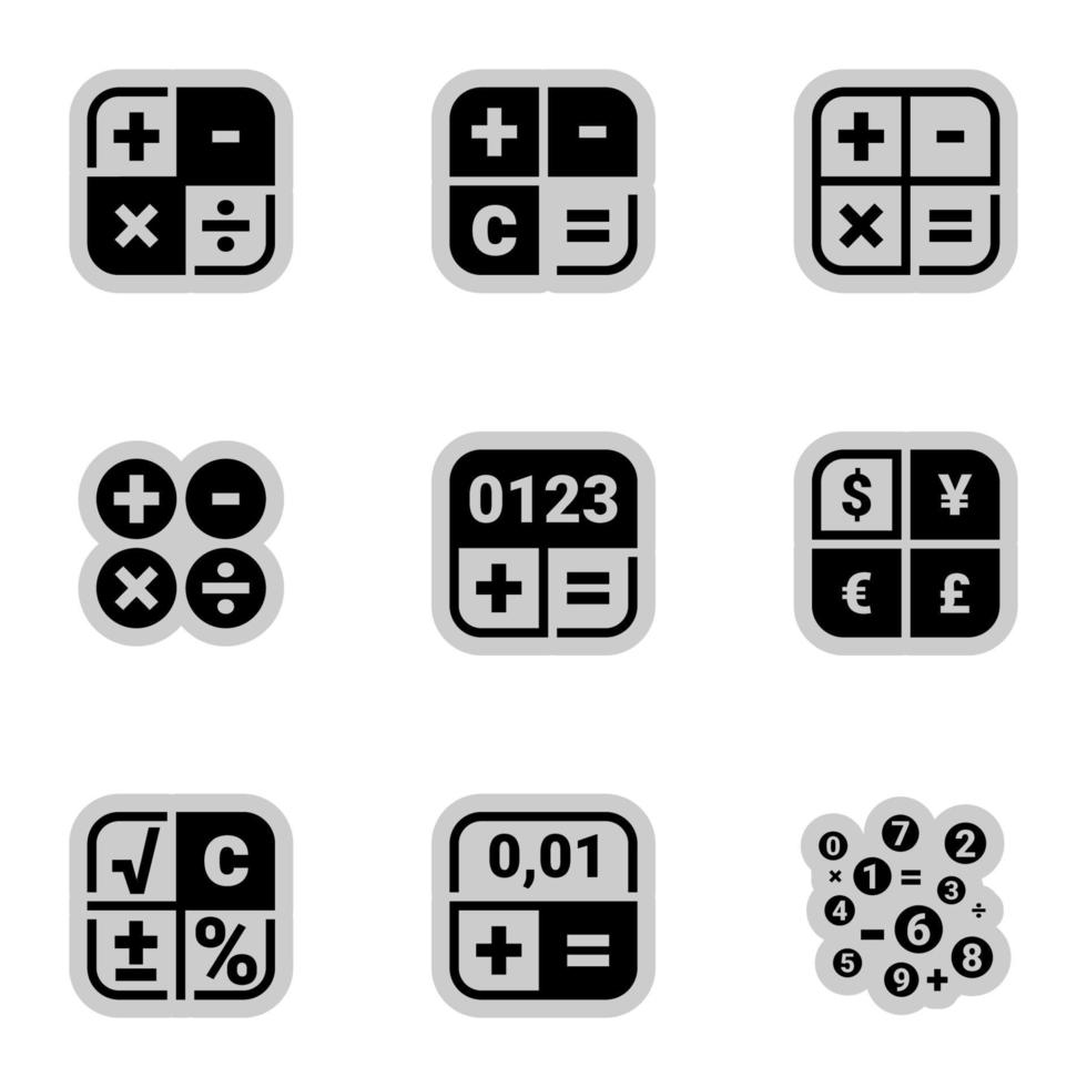 Symbole für Themenrechner, Zählen, Mathematik, Vektor, Symbol, Set. weißer Hintergrund vektor