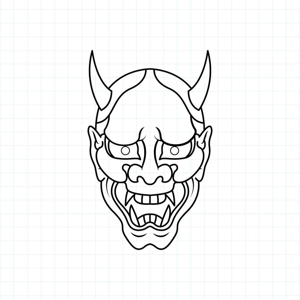 handritad japansk oni demon mask målarbok, vektorillustration eps.10 vektor