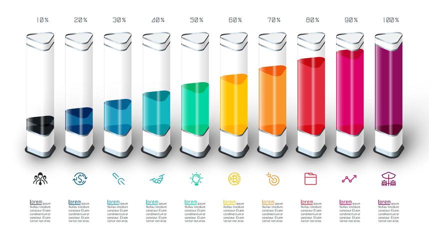 Balkendiagramm Infografiken mit bunten 3d Stück. vektor