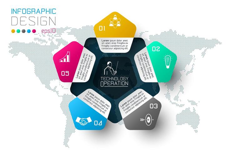 Geschäftsschrittoptionen und abstrakte Infografiken Nummer Optionen Vorlage. vektor