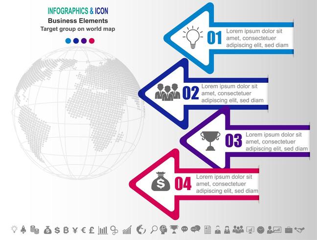 Infografik Business Timeline mit Pfeilen und 4 Optionen vektor