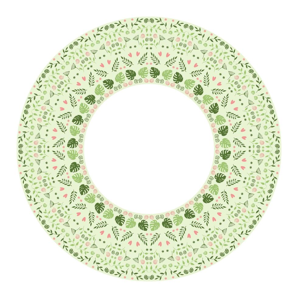 Vektorrahmen von Blumen, abstrakter Hintergrund, Mandala. frühlingsblatt und blumenillustration vektor