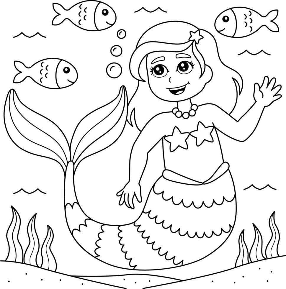 Meerjungfrau Malvorlagen für Kinder vektor