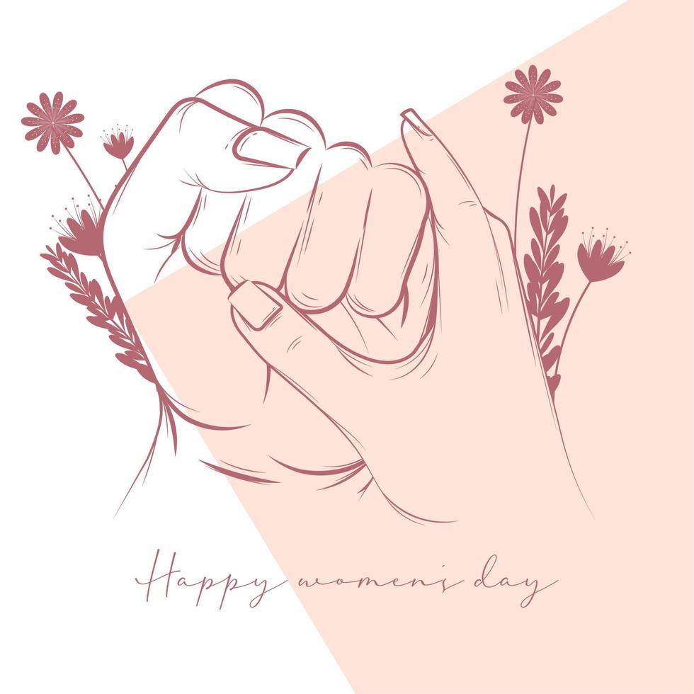 Happy Woman Day Illustration Hand mit geschlossenem Handgestenvektor vektor