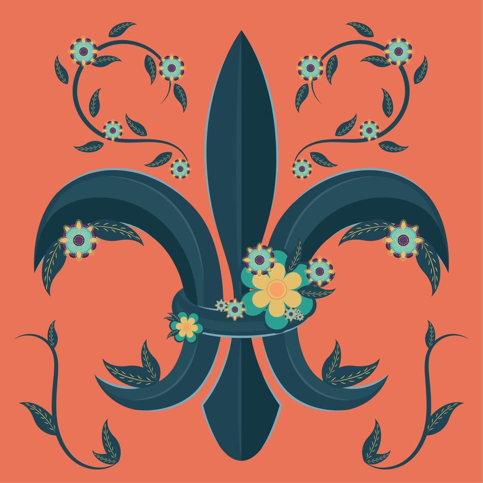 fleur de lis. medeltida heraldik dekoration - vektor