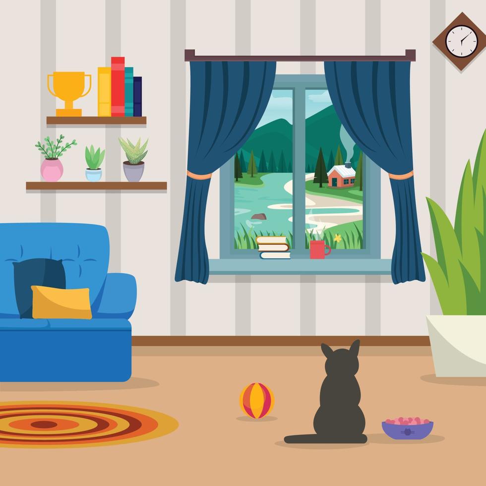 Wohnzimmer-Hintergrund-Vektor-Illustration vektor