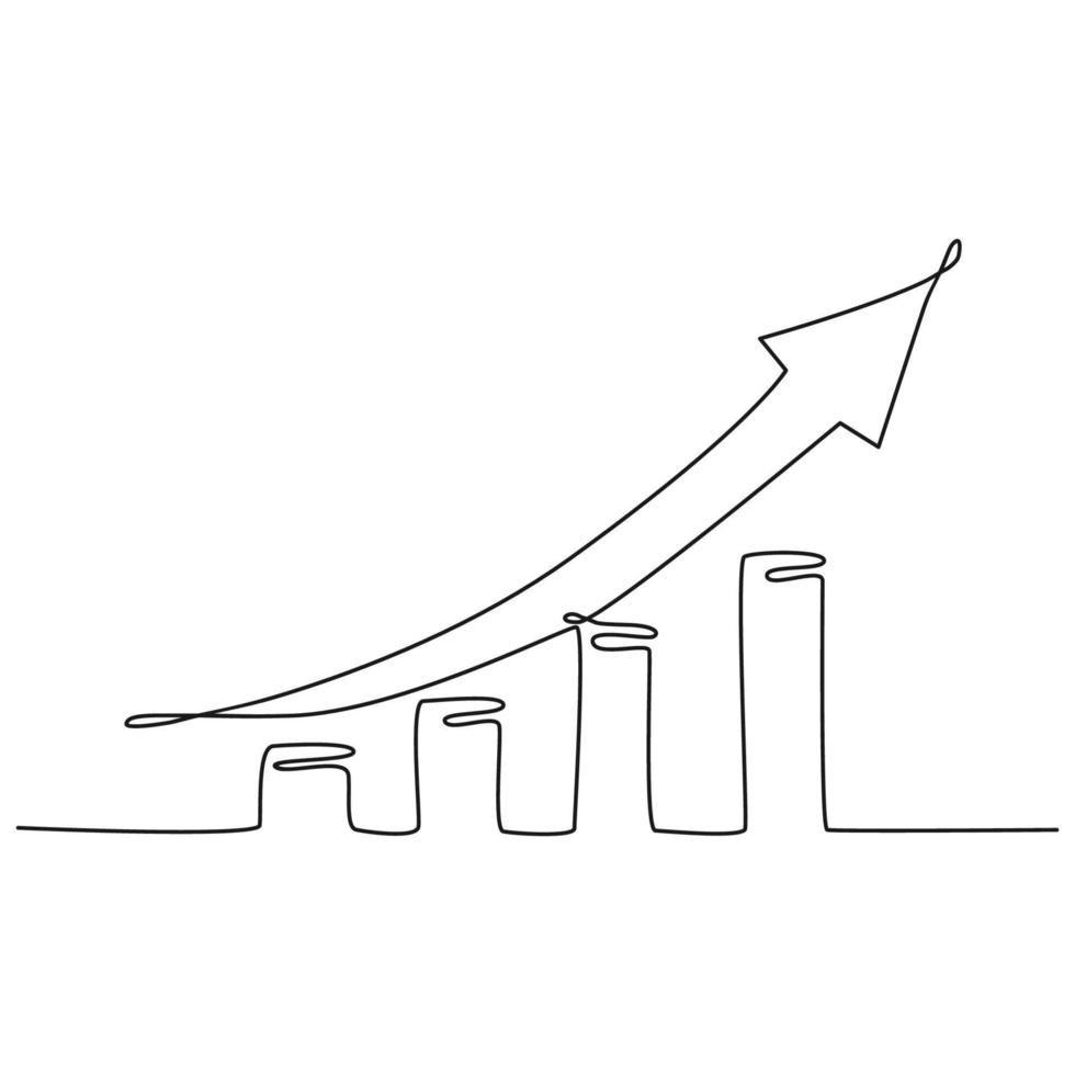 durchgehende linienvektorillustration für wachstumsgeschäftssymbol. vektor