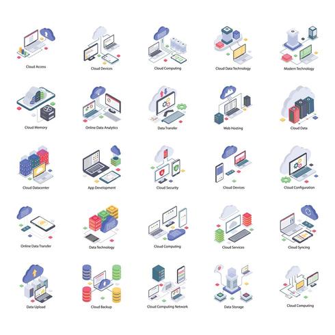 Cloud-Technologie-Icons-Pack vektor