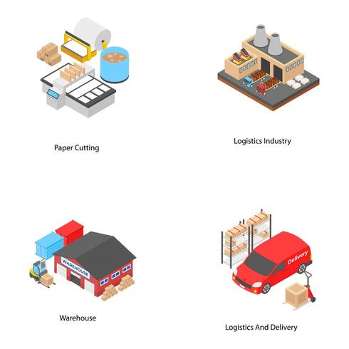 Logistik Isometrische Symbole vektor