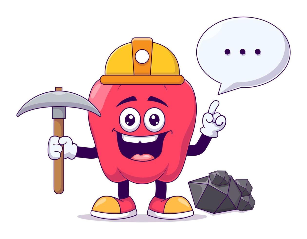 gruvarbetare röd paprika tecknad maskot karaktär vektor