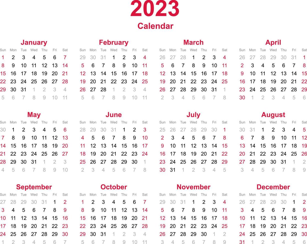 Kalendervorlage 2023 vektor