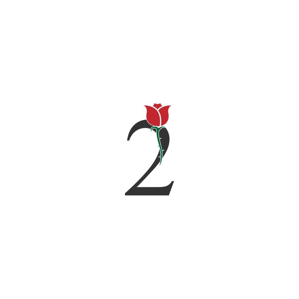 nummer 2 logotyp ikon med ros design vektor