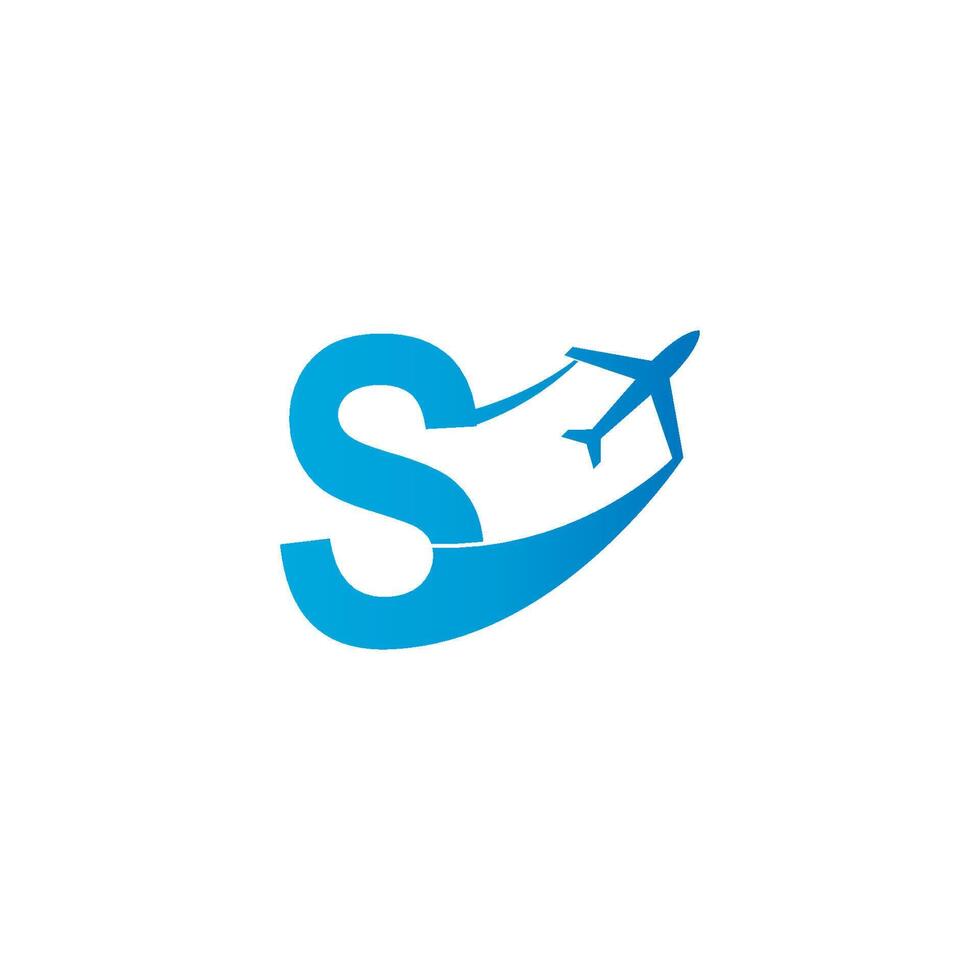 Buchstabe s mit Flugzeug-Logo-Icon-Design-Vektor-Illustration vektor