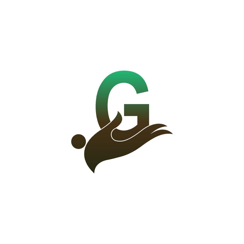 bokstaven g logotyp ikon med människor hand design symbol mall vektor