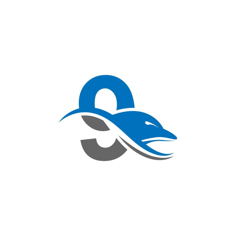 Delphin mit Nummer 9 Logo Icon Design Konzept Vektorvorlage vektor