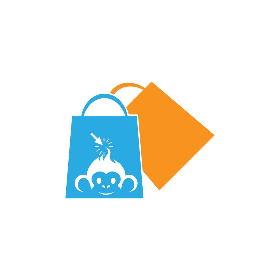 Monkey Shop Tasche Logo Icon Design Illustration vektor