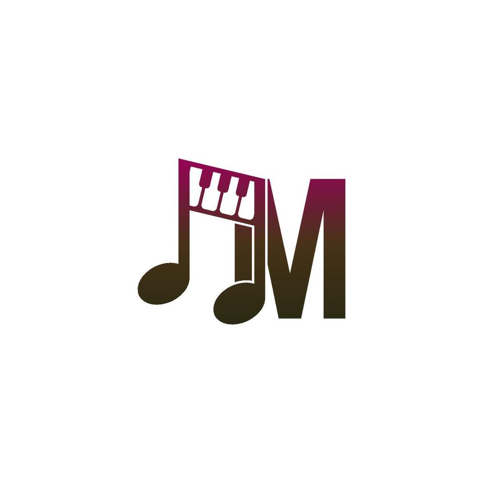 bokstaven m logotyp ikon med musiknot design symbol mall vektor