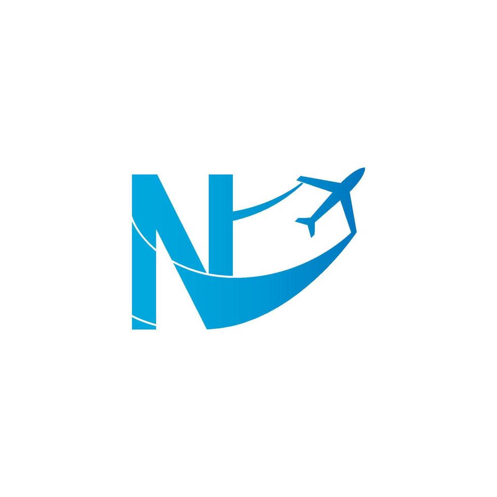 Buchstabe n mit Flugzeug-Logo-Icon-Design-Vektor-Illustration vektor