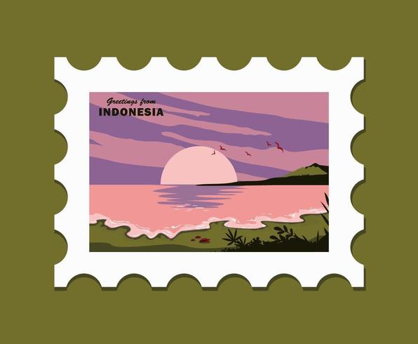 Grüße von der Indonesien-Postkarten-Illustration vektor