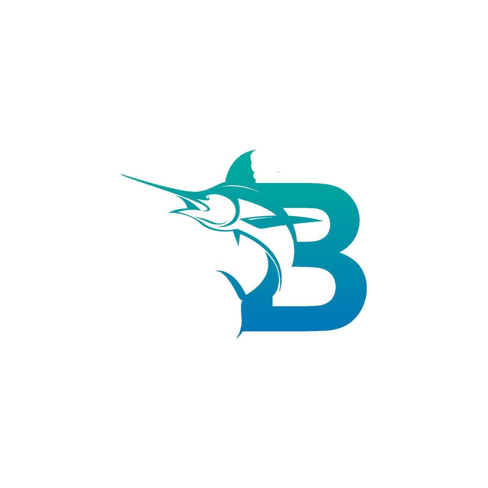 bokstaven b logotyp ikon med fisk design symbol mall vektor