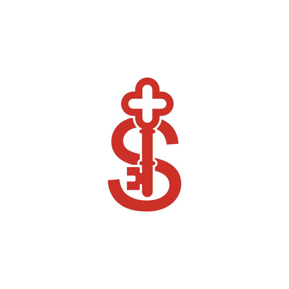 bokstaven s logotyp ikon med nyckel ikon design symbol mall vektor