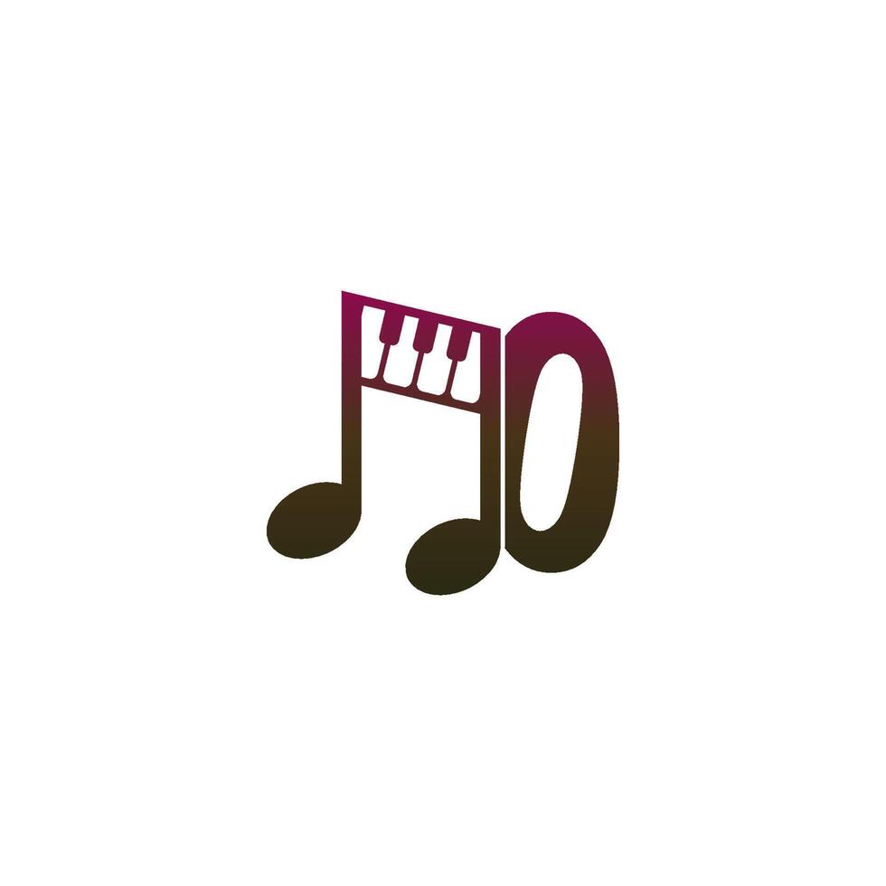 nummer noll logotyp ikon med musiknot design symbol mall vektor