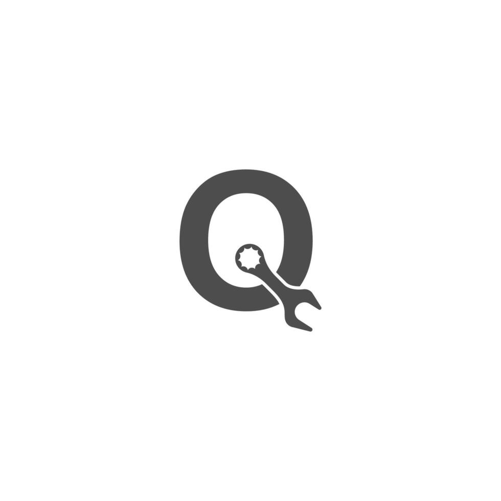 bokstaven q logotyp ikon med skiftnyckel design vektor