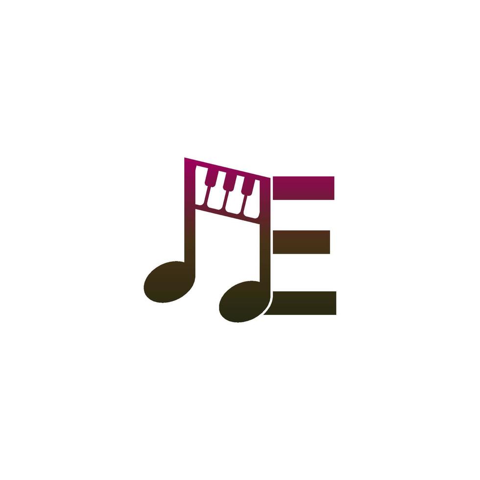 bokstaven e logotyp ikon med musiknot design symbol mall vektor