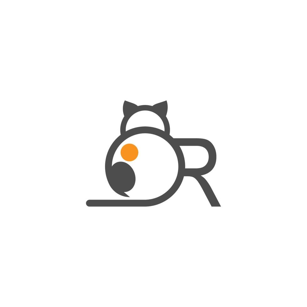 katt ikon logotyp med bokstaven r mall design vektor