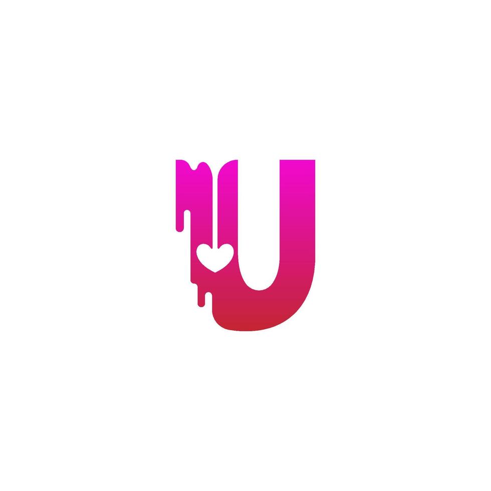 Buchstabe u-Logo-Symbol mit schmelzender Liebessymbol-Designvorlage vektor
