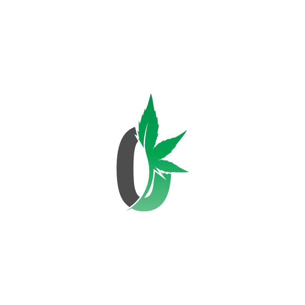 nummer noll logotyp ikon med cannabis blad design vektor