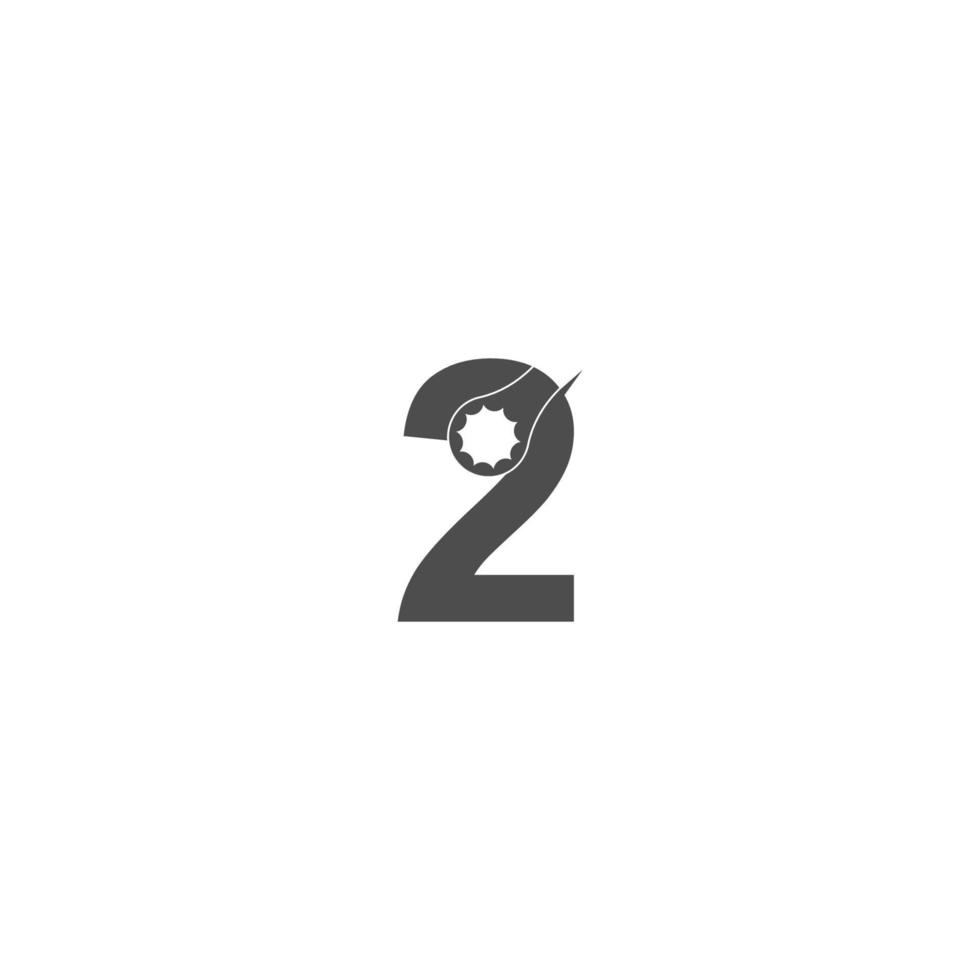 nummer 2 logotyp ikon med skiftnyckel design vektor
