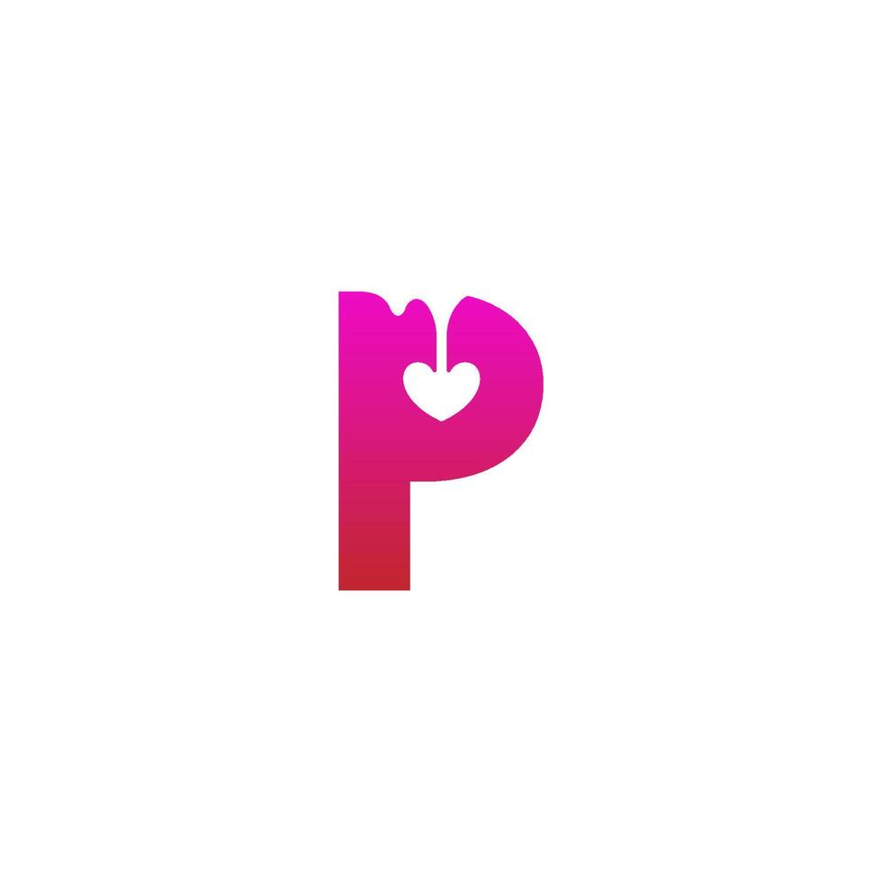 bokstaven p logotyp ikon med smältande kärlek symbol designmall vektor