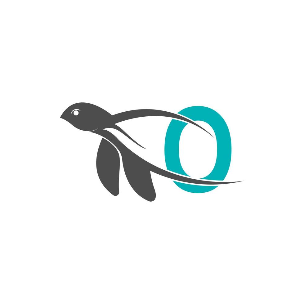 Meeresschildkröten-Symbol mit Logo-Design-Illustration des Buchstaben O vektor