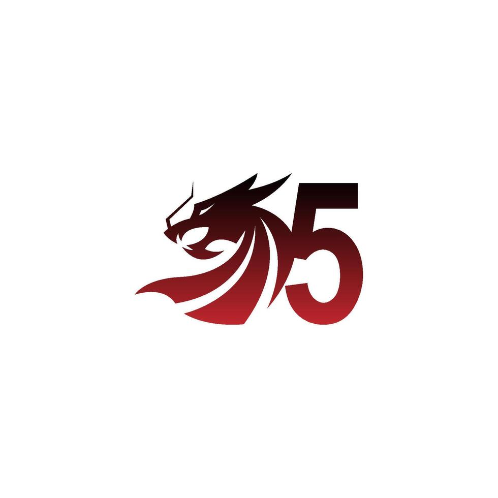 Nummer 5 Logo-Symbol mit Drachen-Design-Vektor vektor