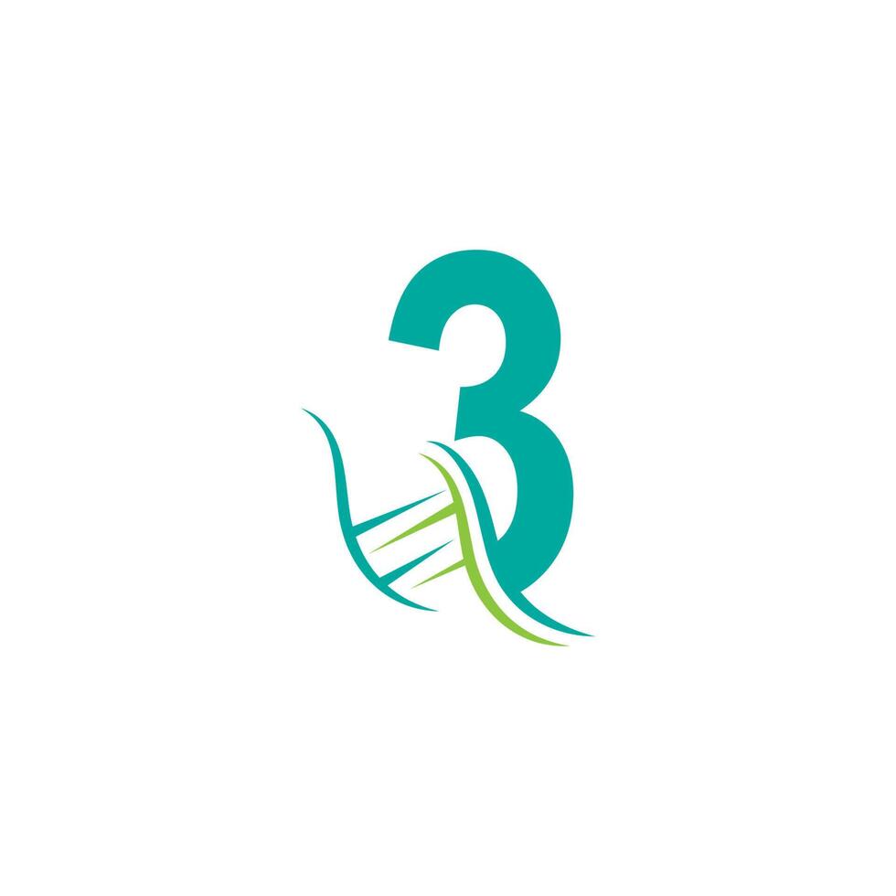 DNA-Symbol-Logo mit Nummer 3-Vorlagendesign vektor
