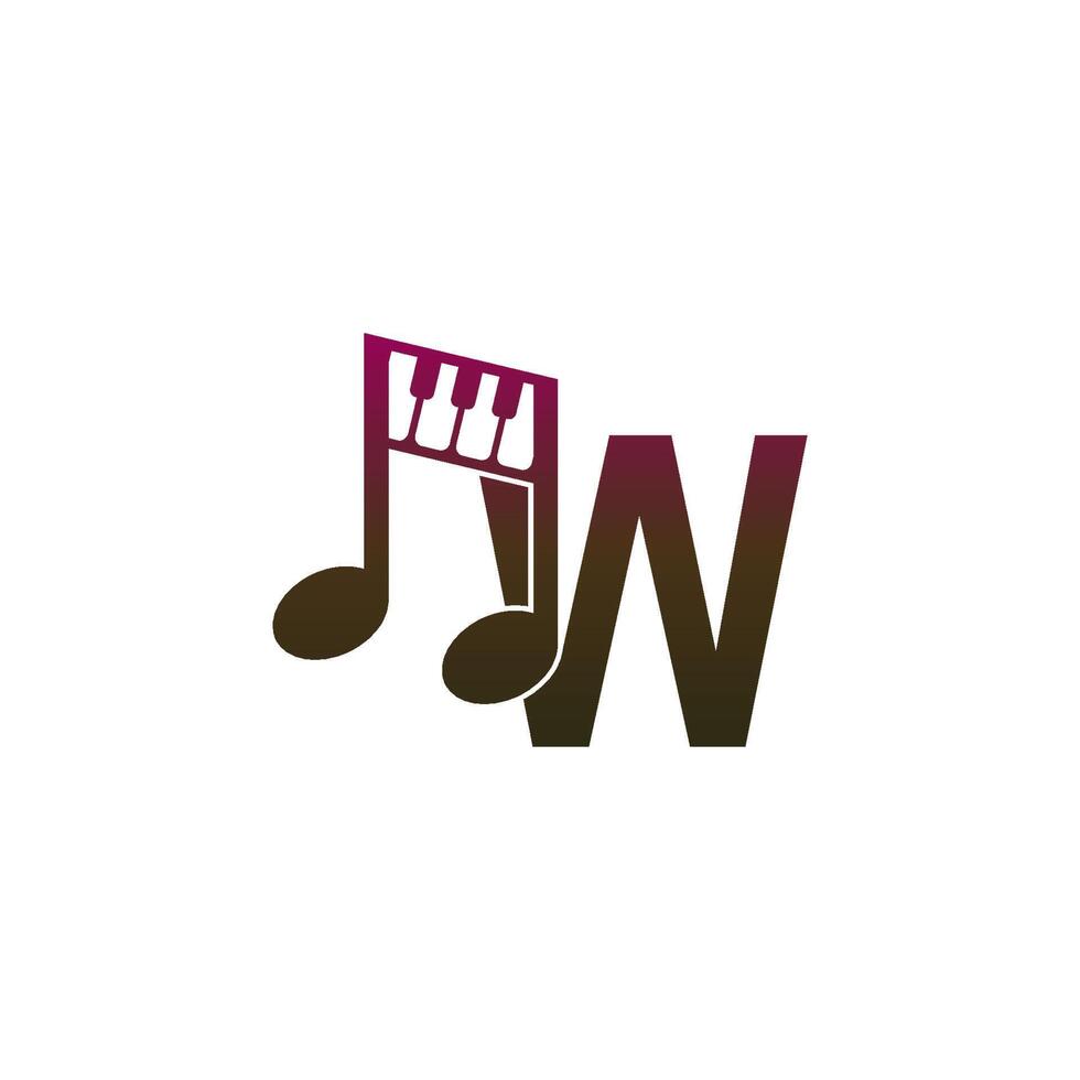 bokstaven w logotyp ikon med musiknot design symbol mall vektor