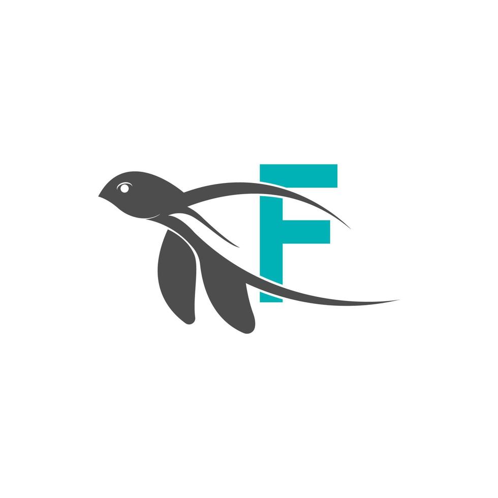 havssköldpadda ikon med bokstaven f logotyp design illustration vektor