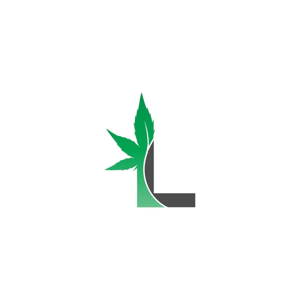 Buchstabe l Logo-Symbol mit Cannabisblatt-Designvektor vektor