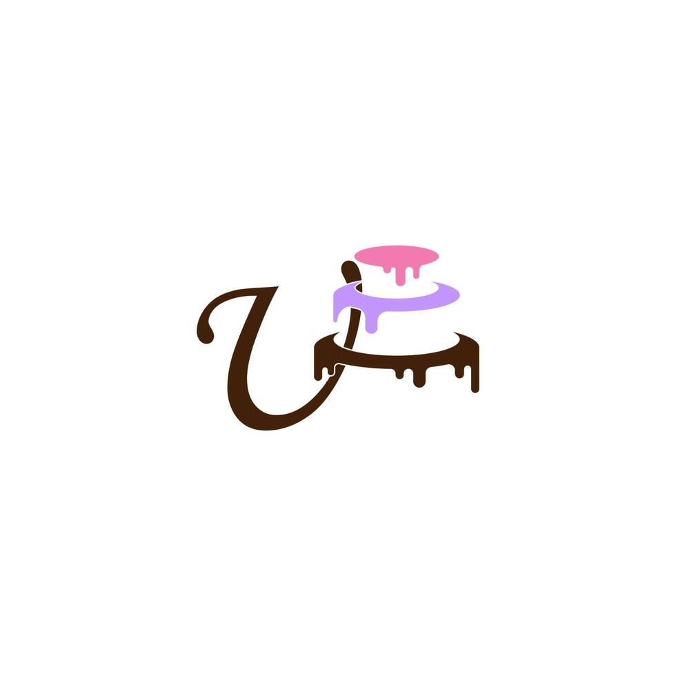 bokstaven u-ikon med bröllopstårta designmall vektor