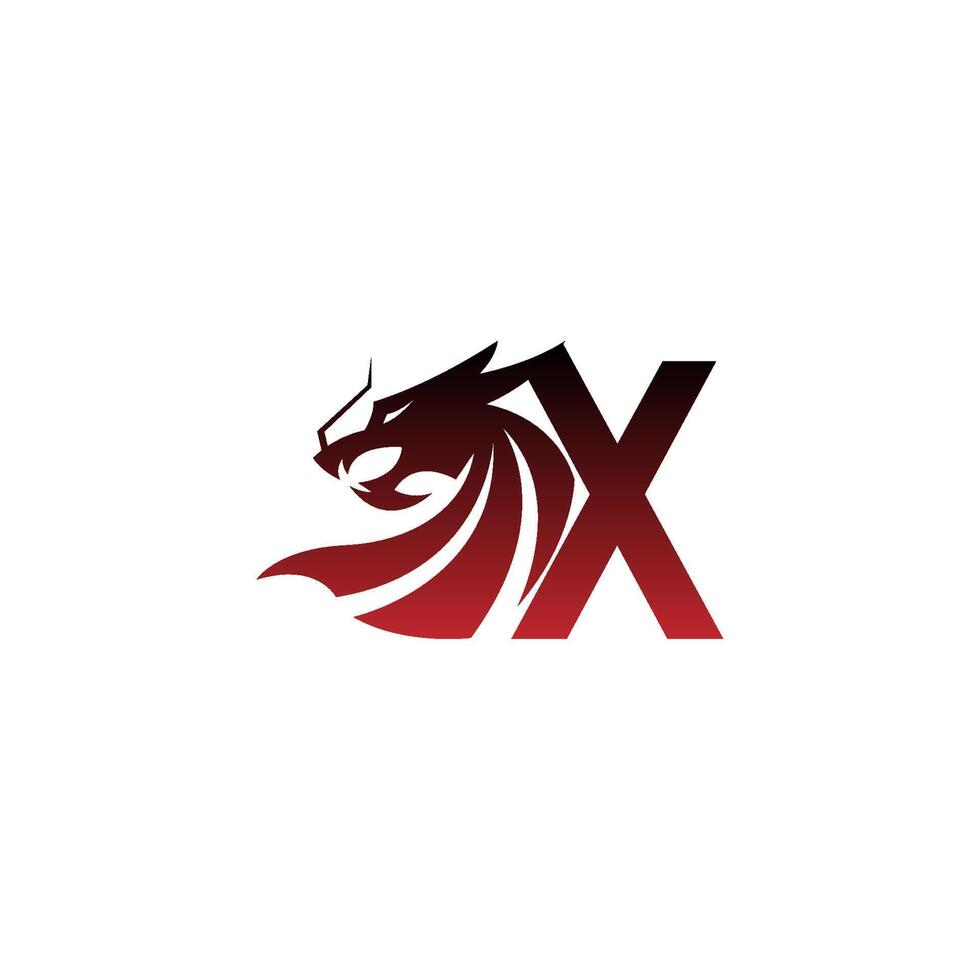 bokstaven x logotyp ikon med drake design vektor