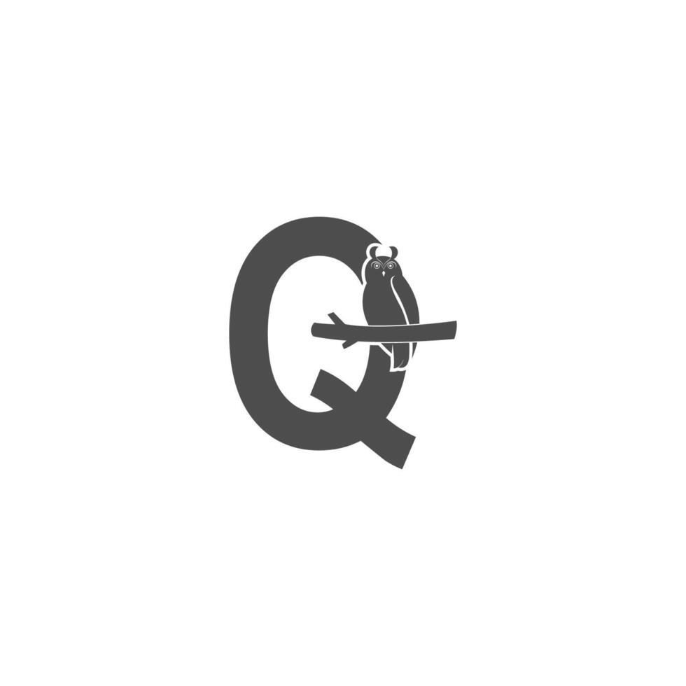 Buchstabe q-Logo-Symbol mit Eulen-Icon-Design-Vektor vektor