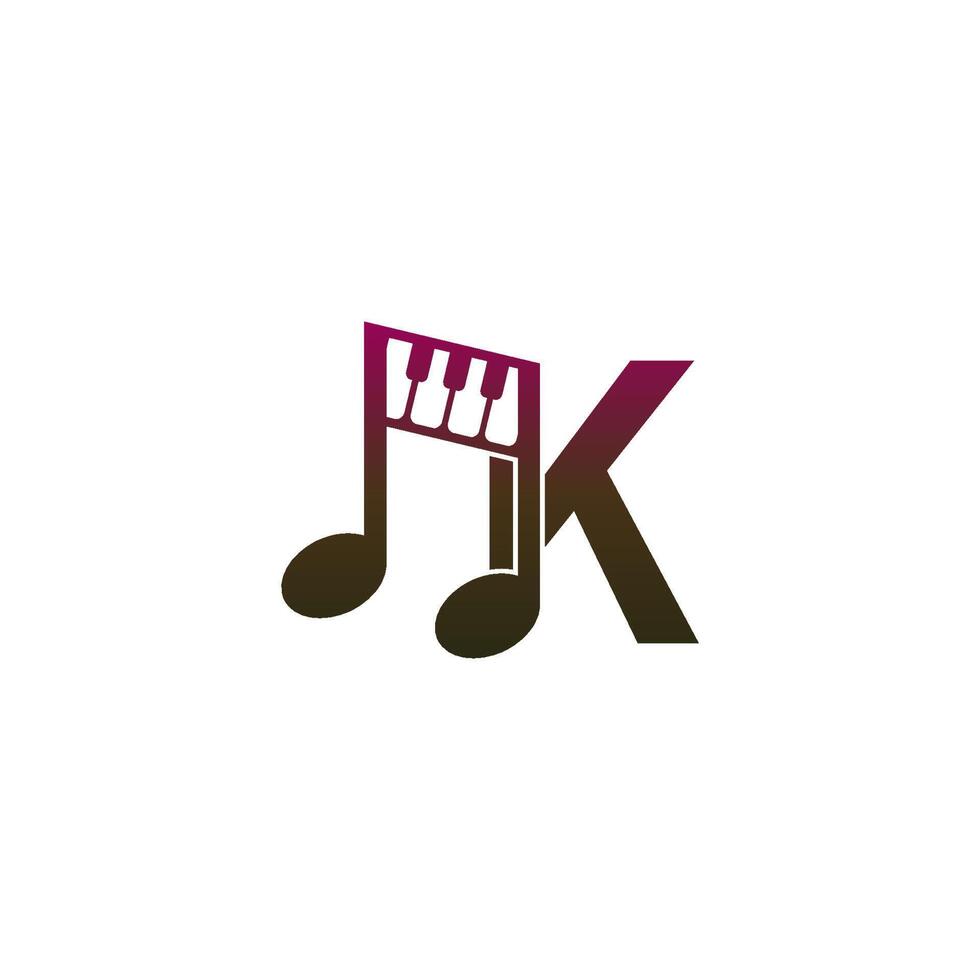 bokstaven k logotyp ikon med musiknot design symbol mall vektor