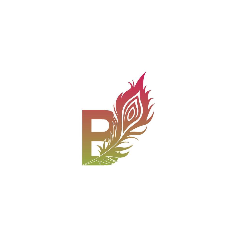 Buchstabe b mit Feder-Logo-Icon-Design-Vektor vektor
