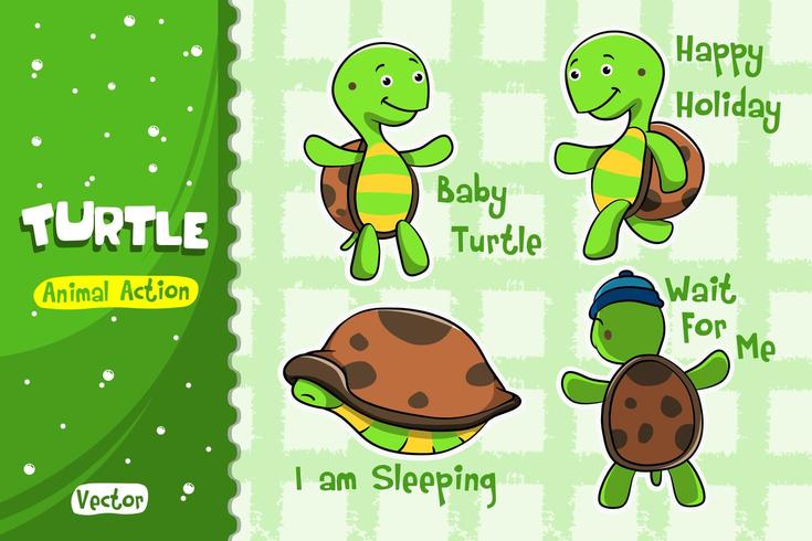 sköldpadda tecknad uppsättning. vektor design av djur handling