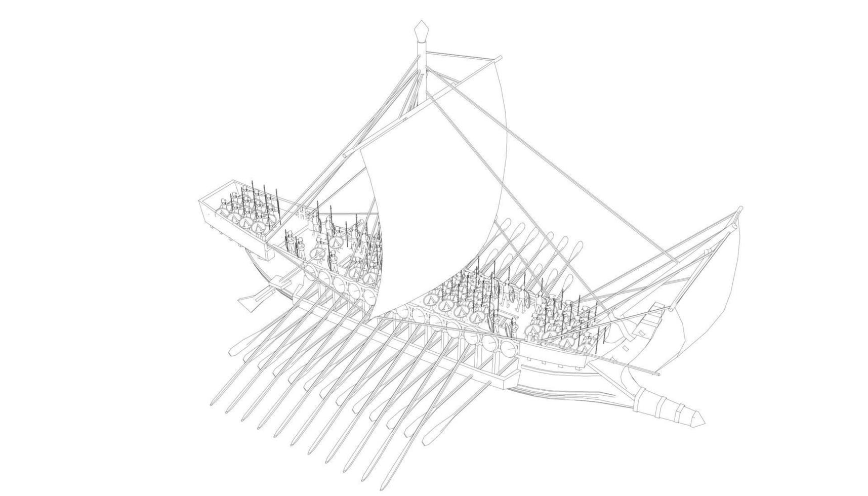 klassisk segelbåt i lineart stil vektor