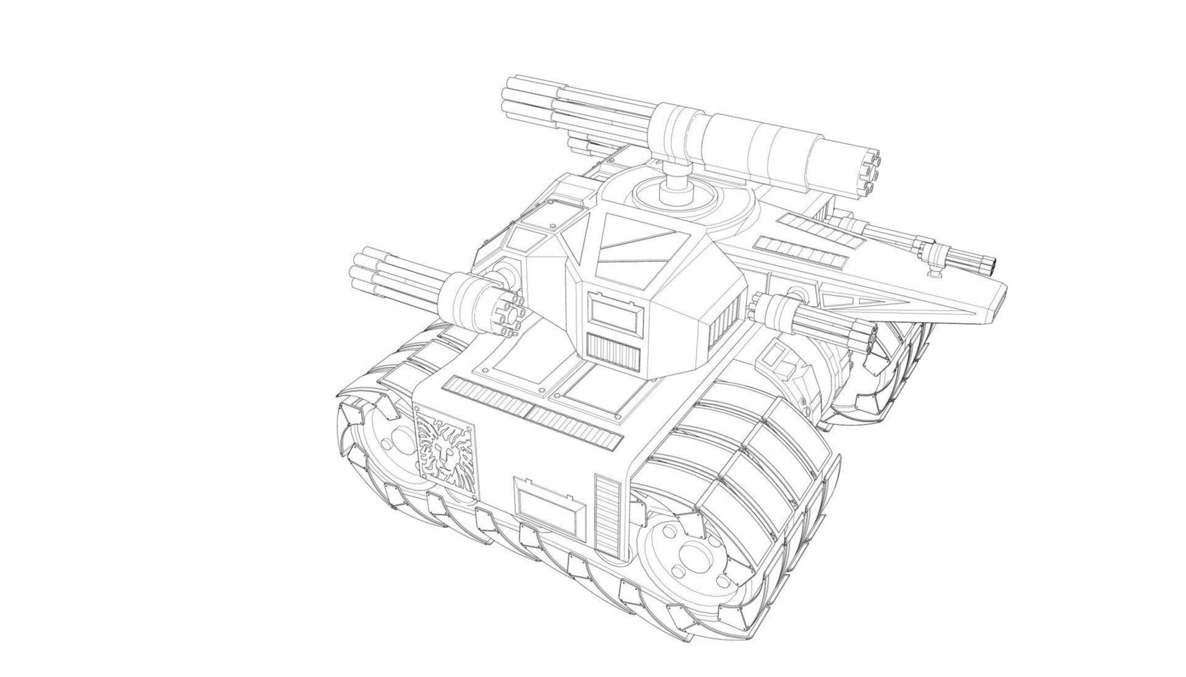 linjekonst av militära stridsvagnar vektor